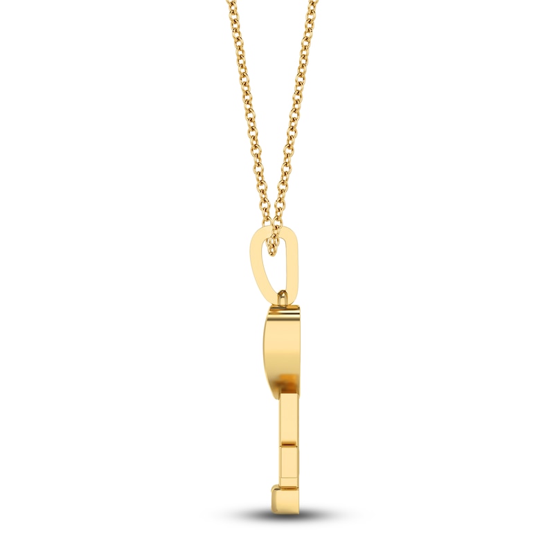 Main Image 3 of Diamond Heart Key Pendant Necklace 1/20 ct tw Round 14K Yellow Gold 18"