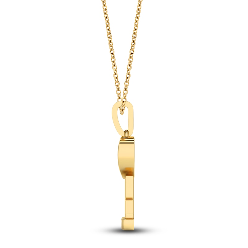 14K Yellow Gold Diamond Lock & Key Necklace Yellow Gold