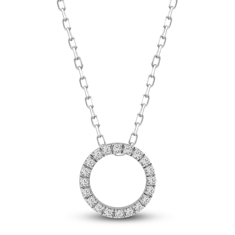 Main Image 3 of Diamond Circle Pendant Necklace 1 ct tw Round 14K White Gold 18"