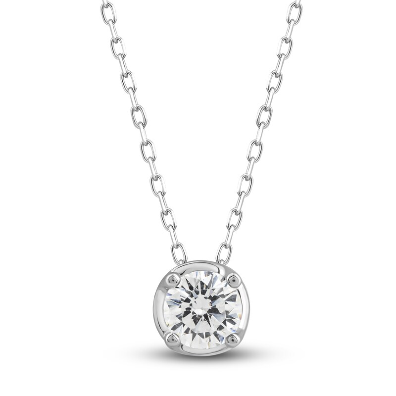 Main Image 4 of Diamond Circle Pendant Necklace 1 ct tw Round 14K White Gold 18"