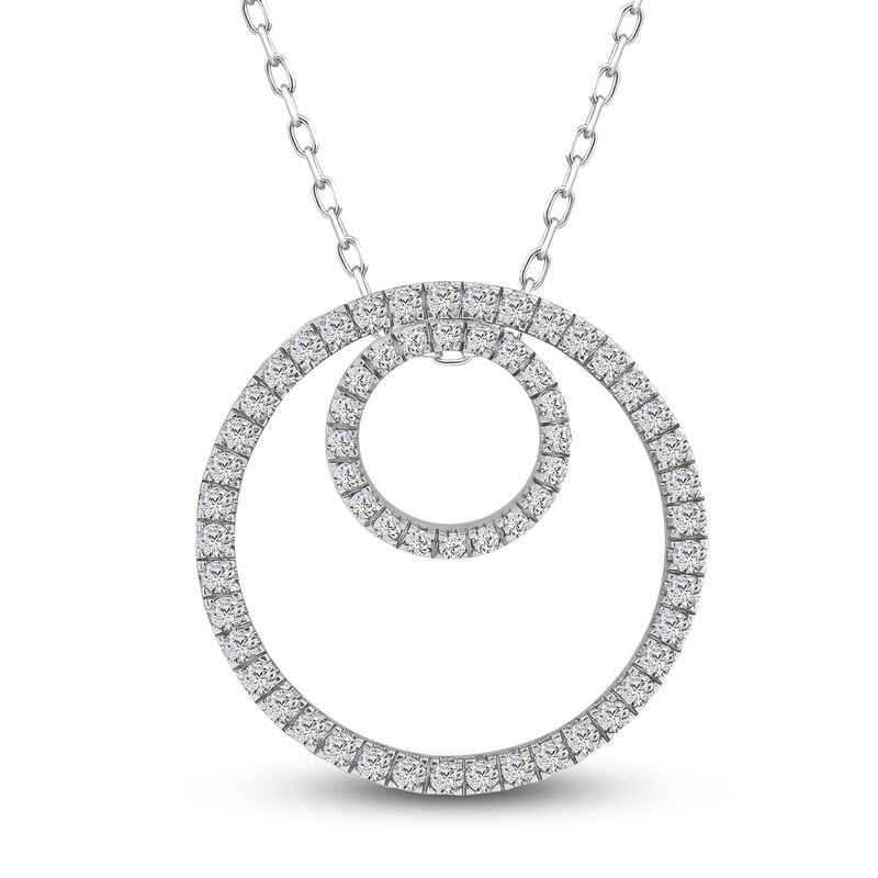 Main Image 5 of Diamond Circle Pendant Necklace 1 ct tw Round 14K White Gold 18"