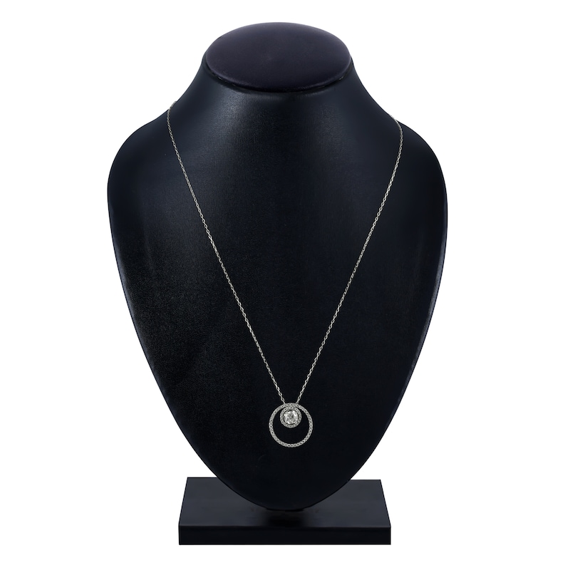 Main Image 8 of Diamond Circle Pendant Necklace 1 ct tw Round 14K White Gold 18"