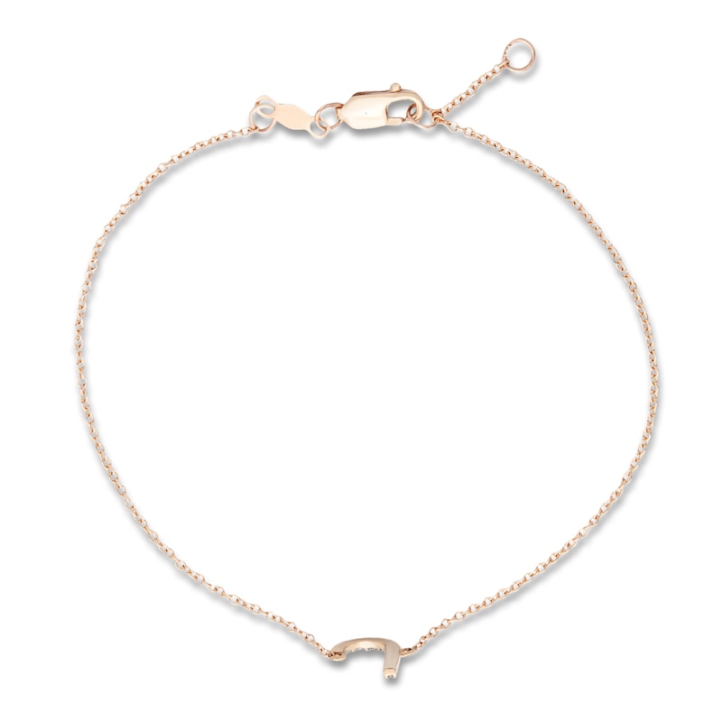 Main Image 2 of Diamond Letter J Bracelet 1/10 ct tw Round 14K Yellow Gold 7.25"