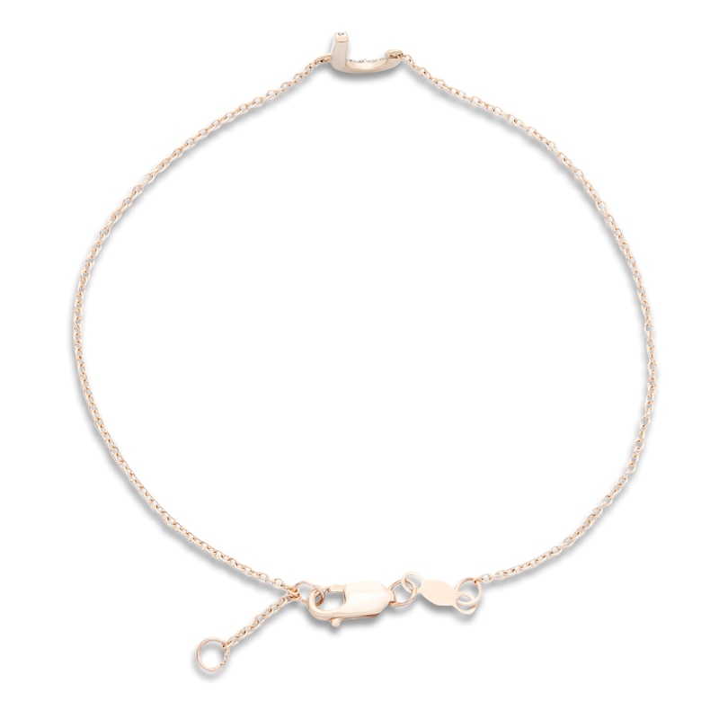 Main Image 3 of Diamond Letter J Bracelet 1/10 ct tw Round 14K Yellow Gold 7.25"