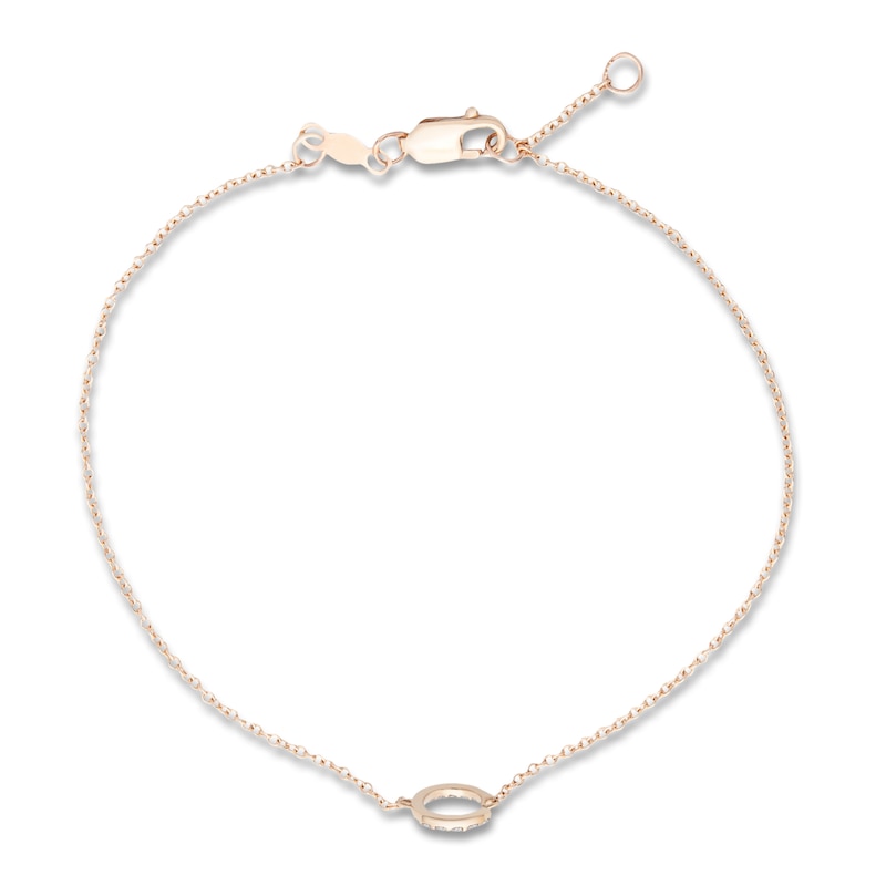 Main Image 2 of Diamond Initial C Bracelet 1/10 ct tw Round 14K Yellow Gold 7.25"