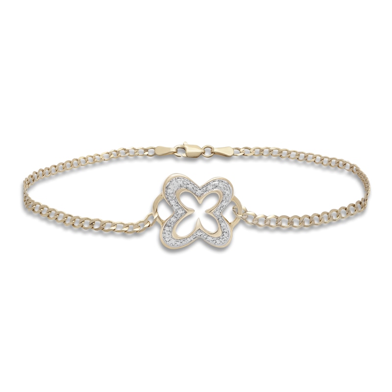 Main Image 1 of Diamond Butterfly Anklet 1/20 ct tw Round 14K Yellow Gold 9"