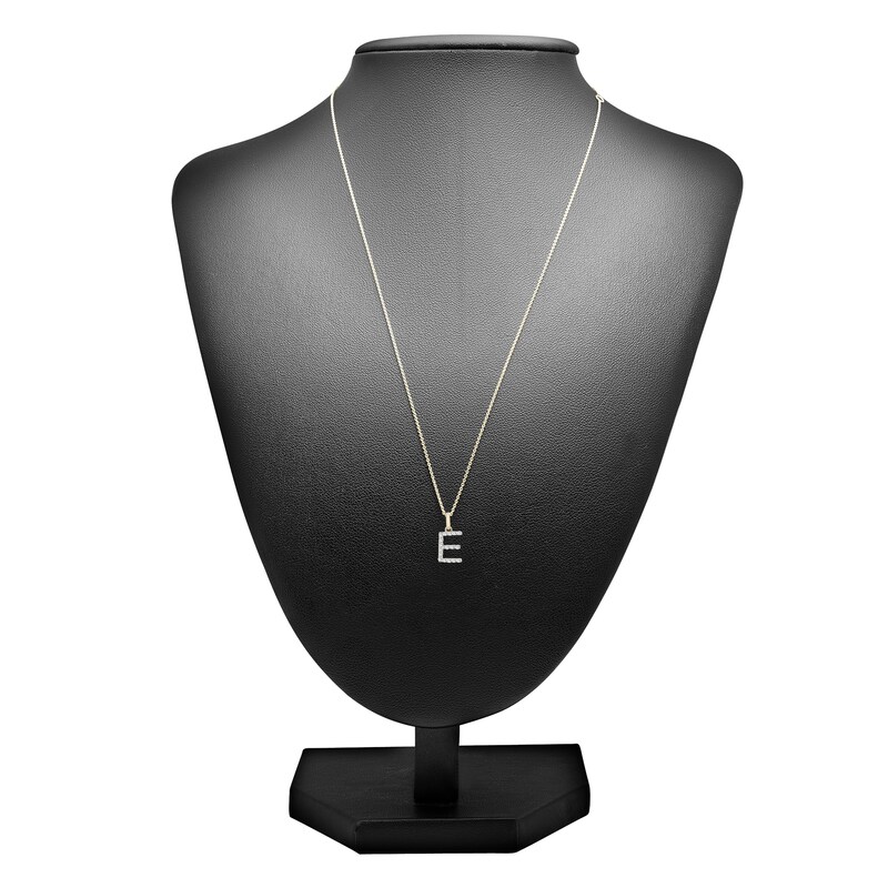 Main Image 3 of Diamond Letter E Necklace 1/10 ct tw Round 14K Yellow Gold 18&quot;