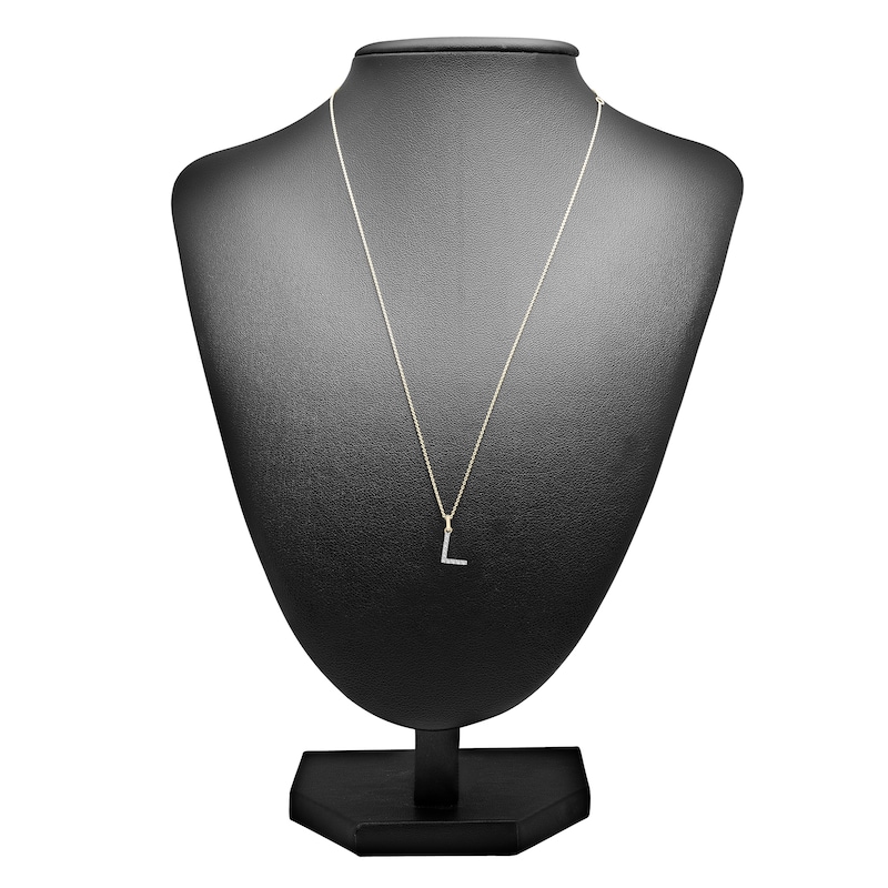 Main Image 3 of Diamond Letter L Necklace 1/10 ct tw Round 14K Yellow Gold 18"