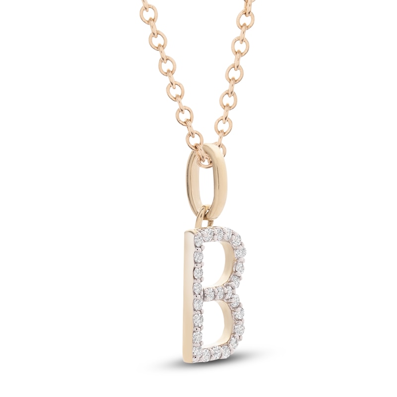 Main Image 2 of Diamond Letter B Necklace 1/10 ct tw Round 14K Yellow Gold 18&quot;