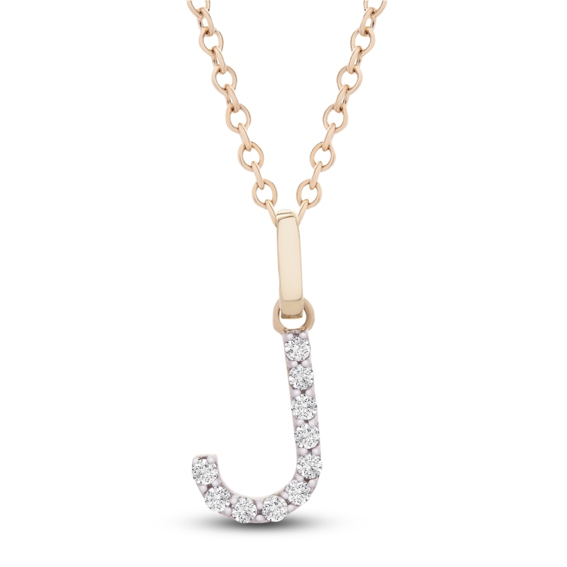 Main Image 1 of Diamond Letter J Necklace 1/10 ct tw Round 14K Yellow Gold 18"