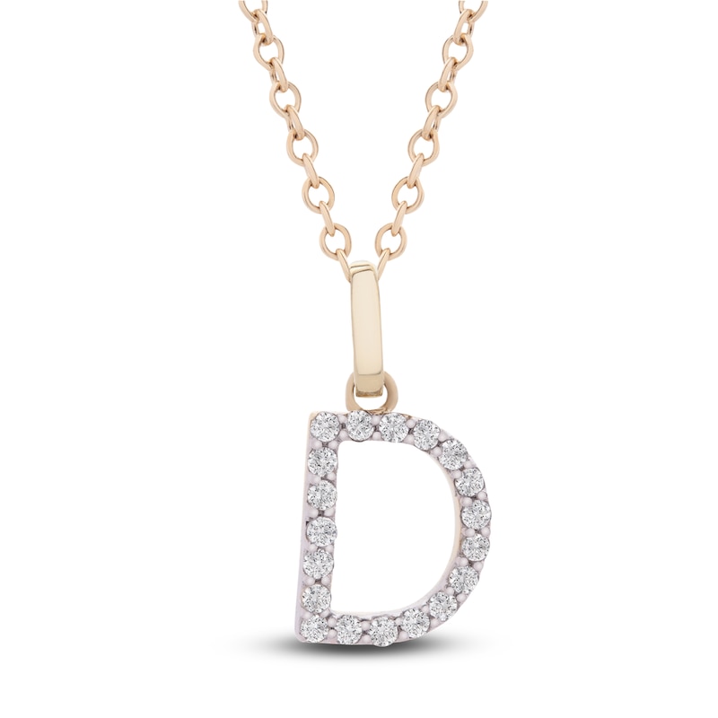 Main Image 1 of Diamond Letter D Necklace 1/10 ct tw Round 14K Yellow Gold 18"