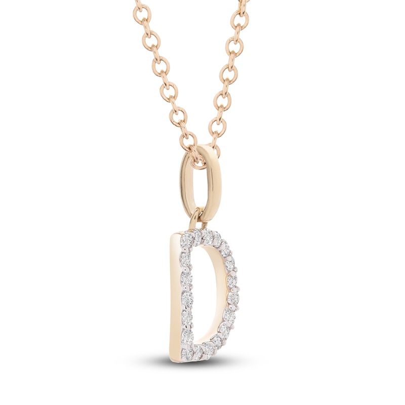 Main Image 2 of Diamond Letter D Necklace 1/10 ct tw Round 14K Yellow Gold 18"