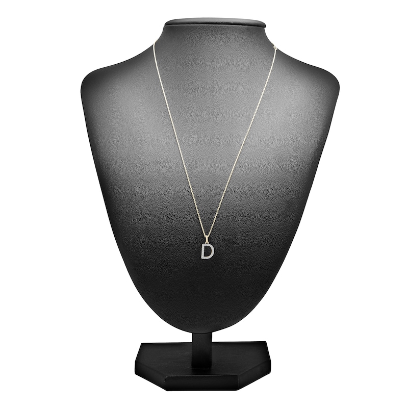 Main Image 3 of Diamond Letter D Necklace 1/10 ct tw Round 14K Yellow Gold 18"
