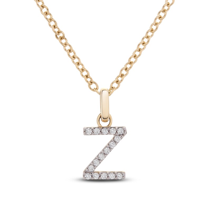 Main Image 1 of Diamond Letter Z Necklace 1/10 ct tw Round 14K Yellow Gold 18"