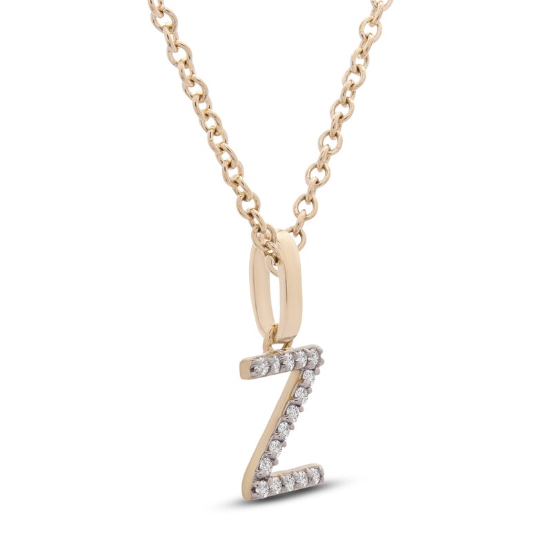 Main Image 2 of Diamond Letter Z Necklace 1/10 ct tw Round 14K Yellow Gold 18"