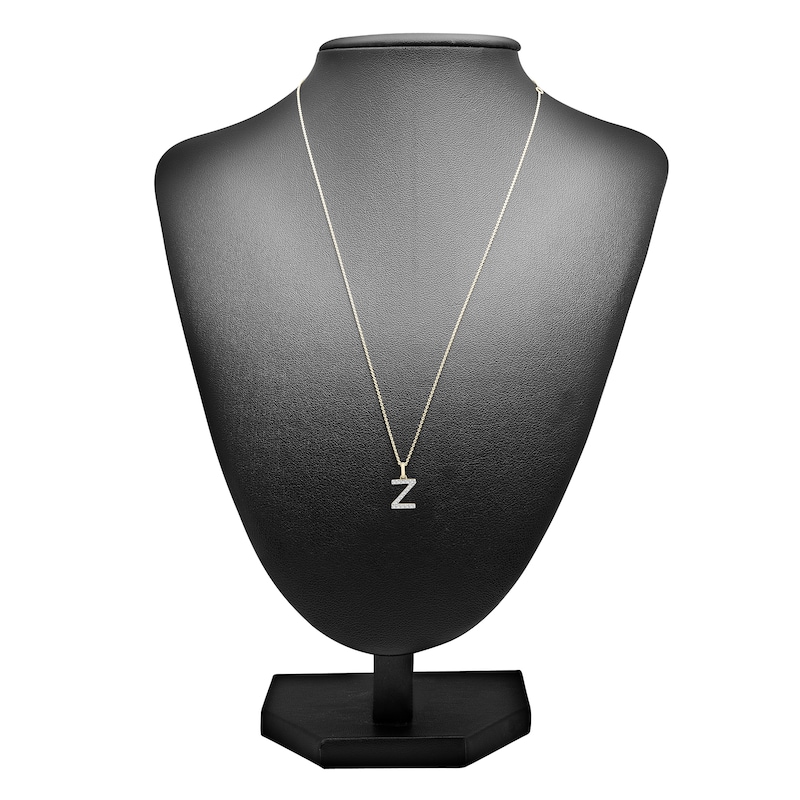 Main Image 3 of Diamond Letter Z Necklace 1/10 ct tw Round 14K Yellow Gold 18"