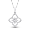 Thumbnail Image 1 of Diamond Flower Pendant Necklace 1/4 ct tw Round 14K White Gold 18"