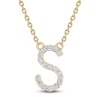Thumbnail Image 1 of Diamond Letter S Necklace 1/10 ct tw Round 14K Yellow Gold 18"