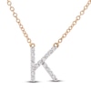 Thumbnail Image 1 of Diamond Letter K Necklace 1/10 ct tw Round 14K Yellow Gold 16.75"