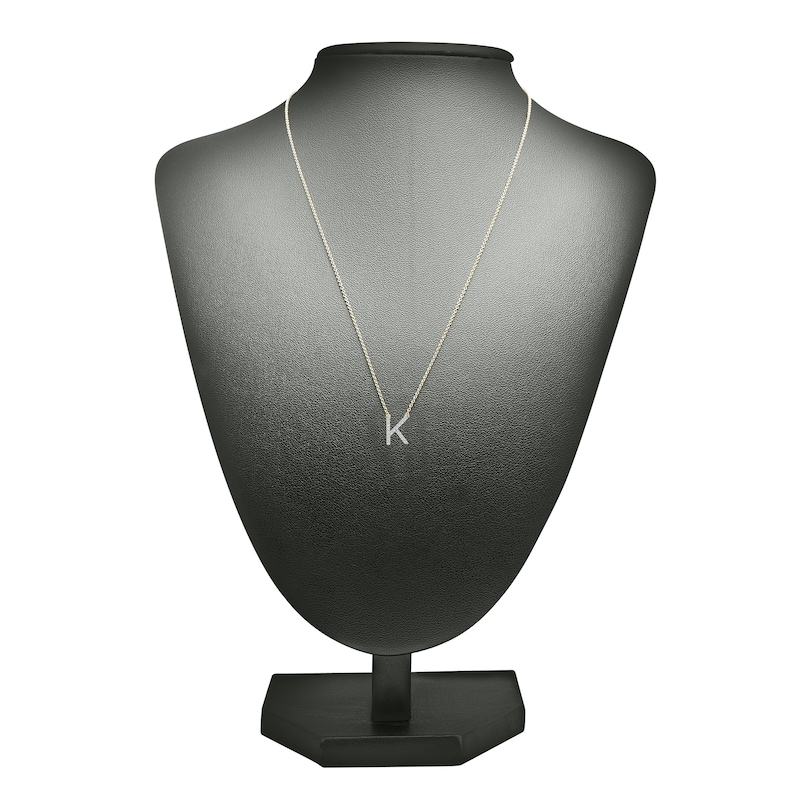 Main Image 3 of Diamond Letter K Necklace 1/10 ct tw Round 14K Yellow Gold 16.75"