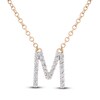 Thumbnail Image 1 of Diamond Letter M Necklace 1/10 ct tw Round 14K Yellow Gold 16.75"