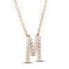 Thumbnail Image 2 of Diamond Letter M Necklace 1/10 ct tw Round 14K Yellow Gold 16.75"