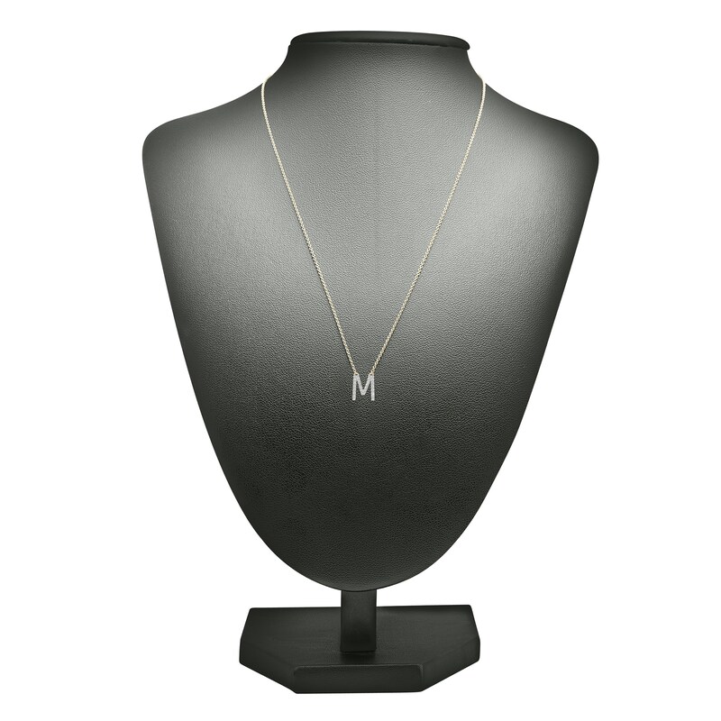 Main Image 3 of Diamond Letter M Necklace 1/10 ct tw Round 14K Yellow Gold 16.75"