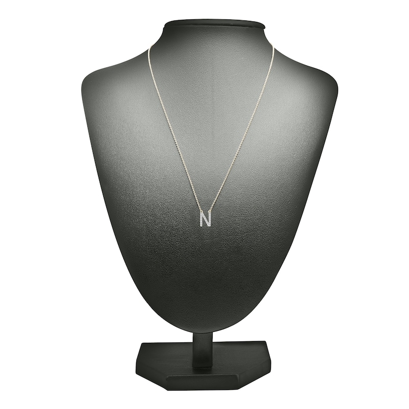 Main Image 3 of Diamond Letter N Necklace 1/10 ct tw Round 14K Yellow Gold 16.75"