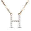 Thumbnail Image 1 of Diamond Letter H Necklace 1/10 ct tw Round 14K Yellow Gold 16.75"
