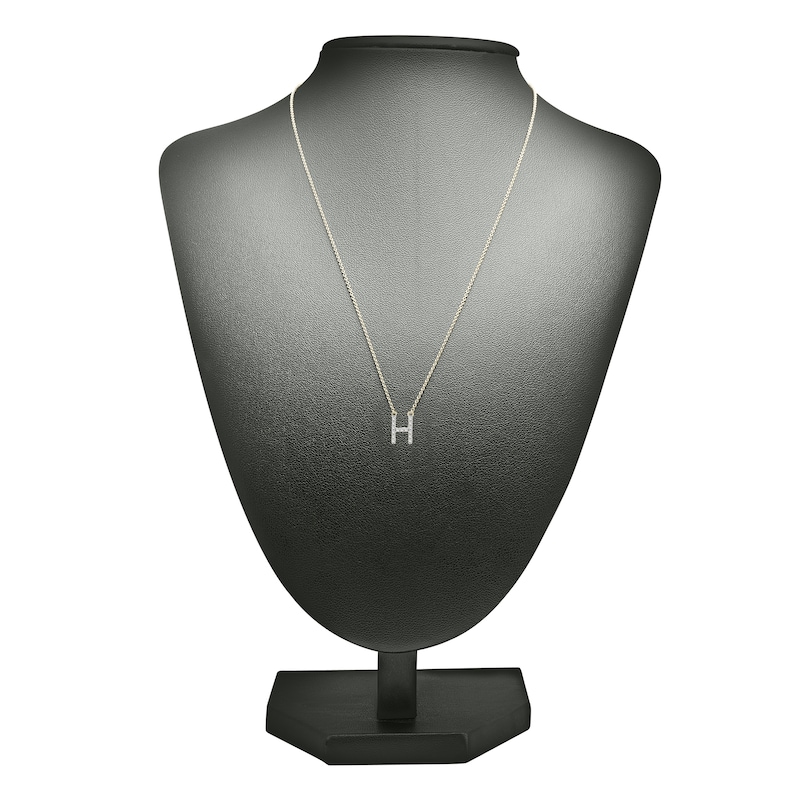 Main Image 3 of Diamond Letter H Necklace 1/10 ct tw Round 14K Yellow Gold 16.75"