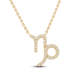 Diamond Capricorn Necklace 1/10 ct tw Round 14K Yellow Gold 17"