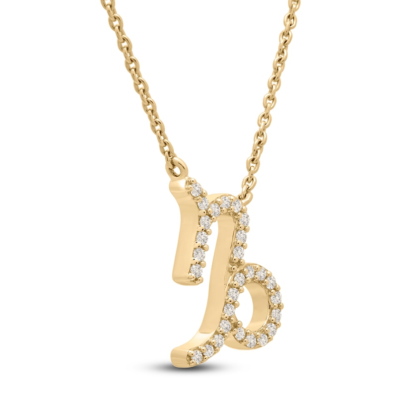 Main Image 2 of Diamond Capricorn Necklace 1/10 ct tw Round 14K Yellow Gold 17"