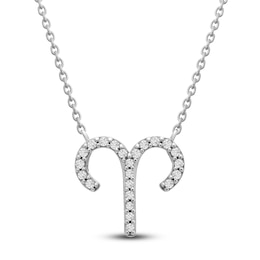 Diamond Aries Necklace 1/10 ct tw Round 14K White Gold 17"