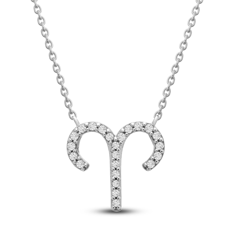 Main Image 1 of Diamond Aries Necklace 1/10 ct tw Round 14K White Gold 17"