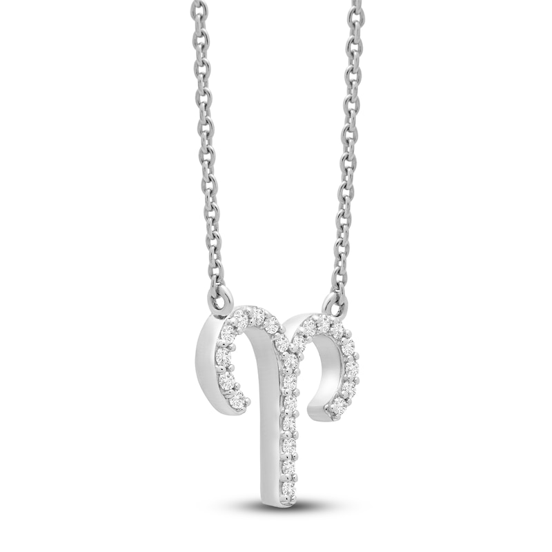 Main Image 2 of Diamond Aries Necklace 1/10 ct tw Round 14K White Gold 17"