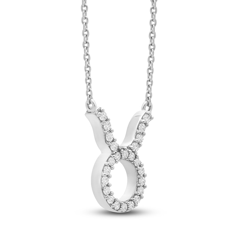 Main Image 2 of Diamond Taurus Necklace 1/10 ct tw Round 14K White Gold 17"