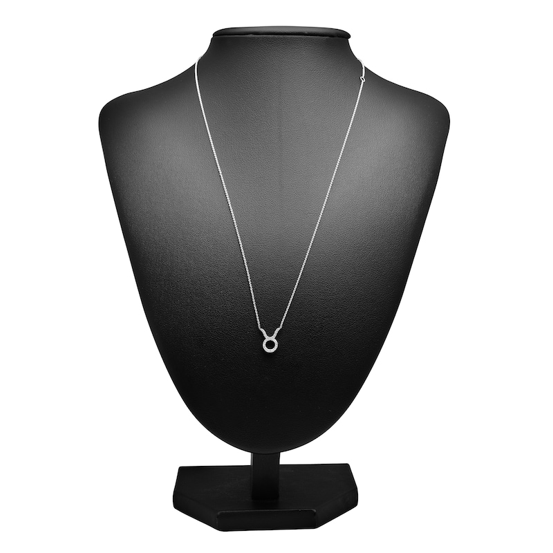 Main Image 3 of Diamond Taurus Necklace 1/10 ct tw Round 14K White Gold 17"