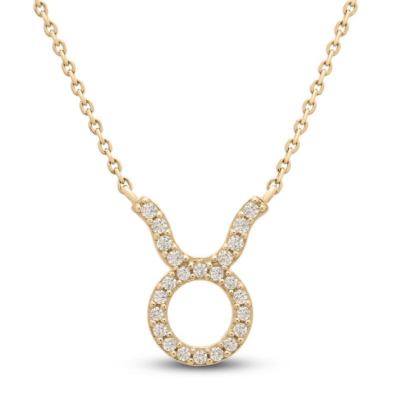 Main Image 1 of Diamond Taurus Necklace 1/10 ct tw Round 14K Yellow Gold 17"