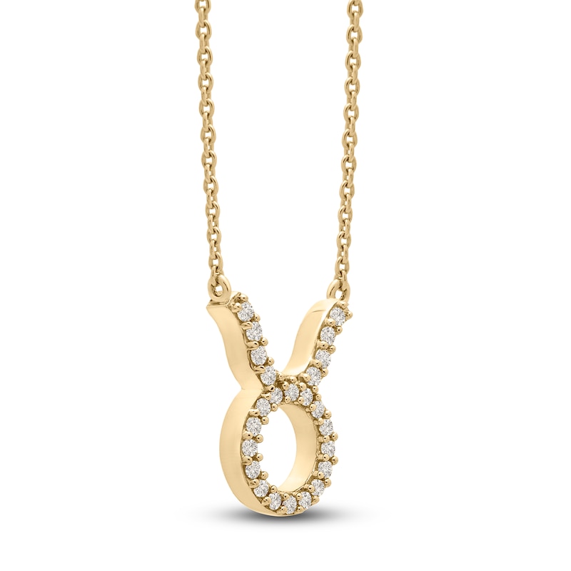 Main Image 2 of Diamond Taurus Necklace 1/10 ct tw Round 14K Yellow Gold 17"