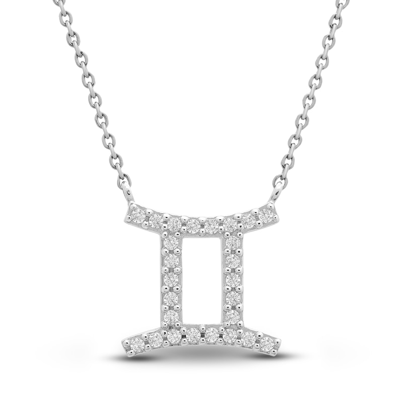 Main Image 1 of Diamond Gemini Necklace 1/10 ct tw Round 14K White Gold 17"