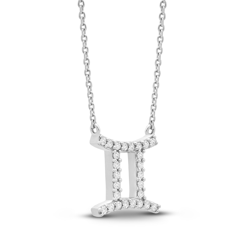 Main Image 2 of Diamond Gemini Necklace 1/10 ct tw Round 14K White Gold 17"