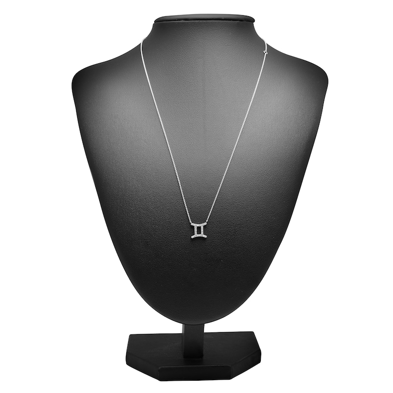 Main Image 3 of Diamond Gemini Necklace 1/10 ct tw Round 14K White Gold 17"