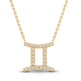 Diamond Gemini Necklace 1/10 ct tw Round 14K Yellow Gold 17"
