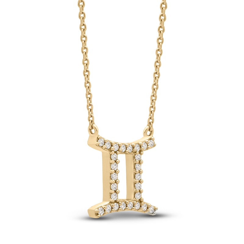 Main Image 2 of Diamond Gemini Necklace 1/10 ct tw Round 14K Yellow Gold 17"