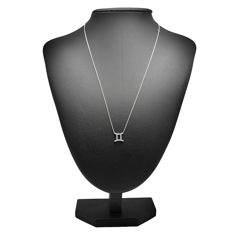 Main Image 3 of Diamond Gemini Necklace 1/10 ct tw Round 14K Yellow Gold 17"