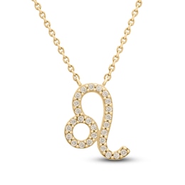Diamond Leo Necklace 1/10 ct tw Round 14K Yellow Gold 17"