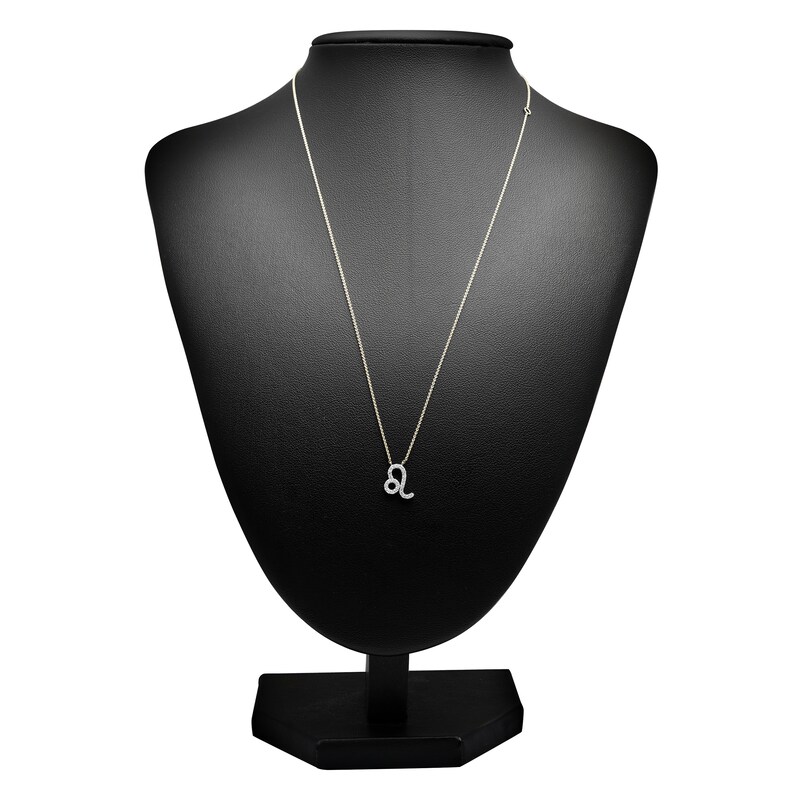 Main Image 3 of Diamond Leo Necklace 1/10 ct tw Round 14K Yellow Gold 17"