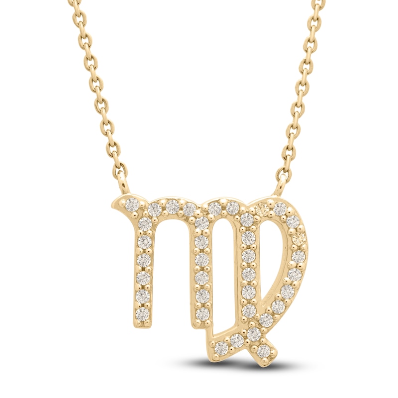 Main Image 1 of Diamond Virgo Necklace 1/10 ct tw Round 14K Yellow Gold 17"