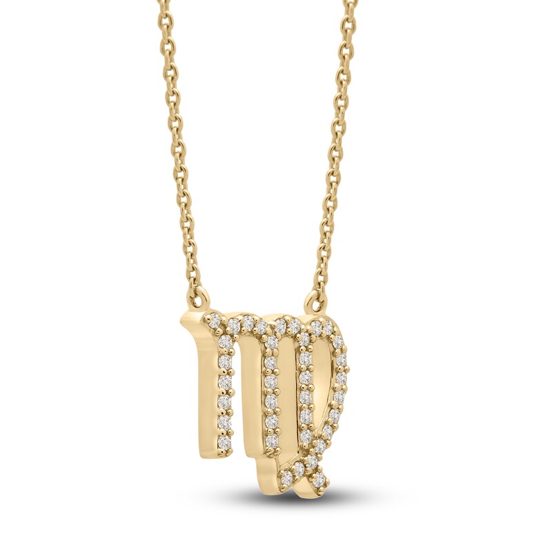 Main Image 2 of Diamond Virgo Necklace 1/10 ct tw Round 14K Yellow Gold 17"