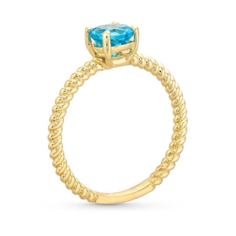Main Image 3 of Kallati Round-Cut Natural Blue Topaz Ring 14K Yellow Gold